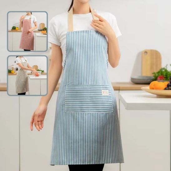 femme-portant-tablier-de-cuisine-bleu