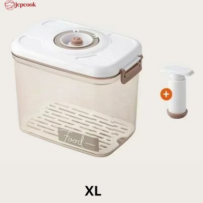 Boîte de conservation alimentaire sous vide XL avec pompe électrique incluse, transparent et valve pour mise sous vide.