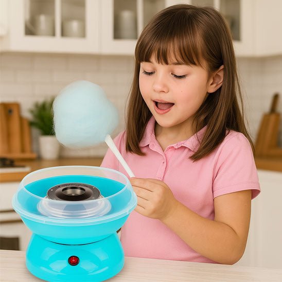 machine barbe à papa fait un bonbon bleu