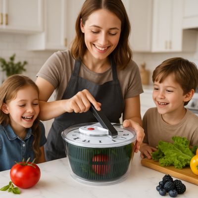 maman-et-ses-enfants-utilisent-l-essoreuse-a-salade-verdimix
