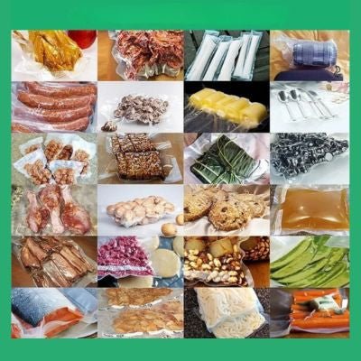 différentes utilisations des sacs sous vide alimentaies présentés en mosaique