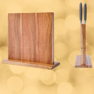 Support porte-couteaux magnétique en acacia et planche à découper en bois, ensemble de rangement de cuisine.